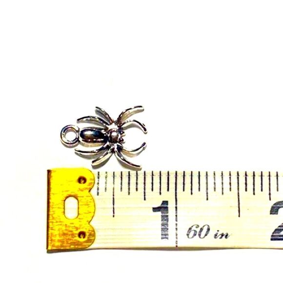 Silver Plated Spider Charm, Nickel Free Small Hoop Earrings - Picture 4 of 6